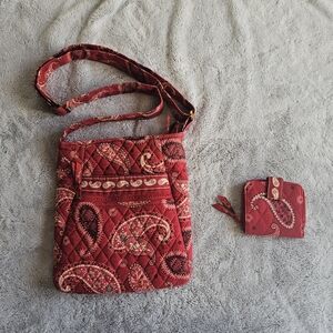 Vera Bradley Red Paisley Quilted Crossbody Bag
